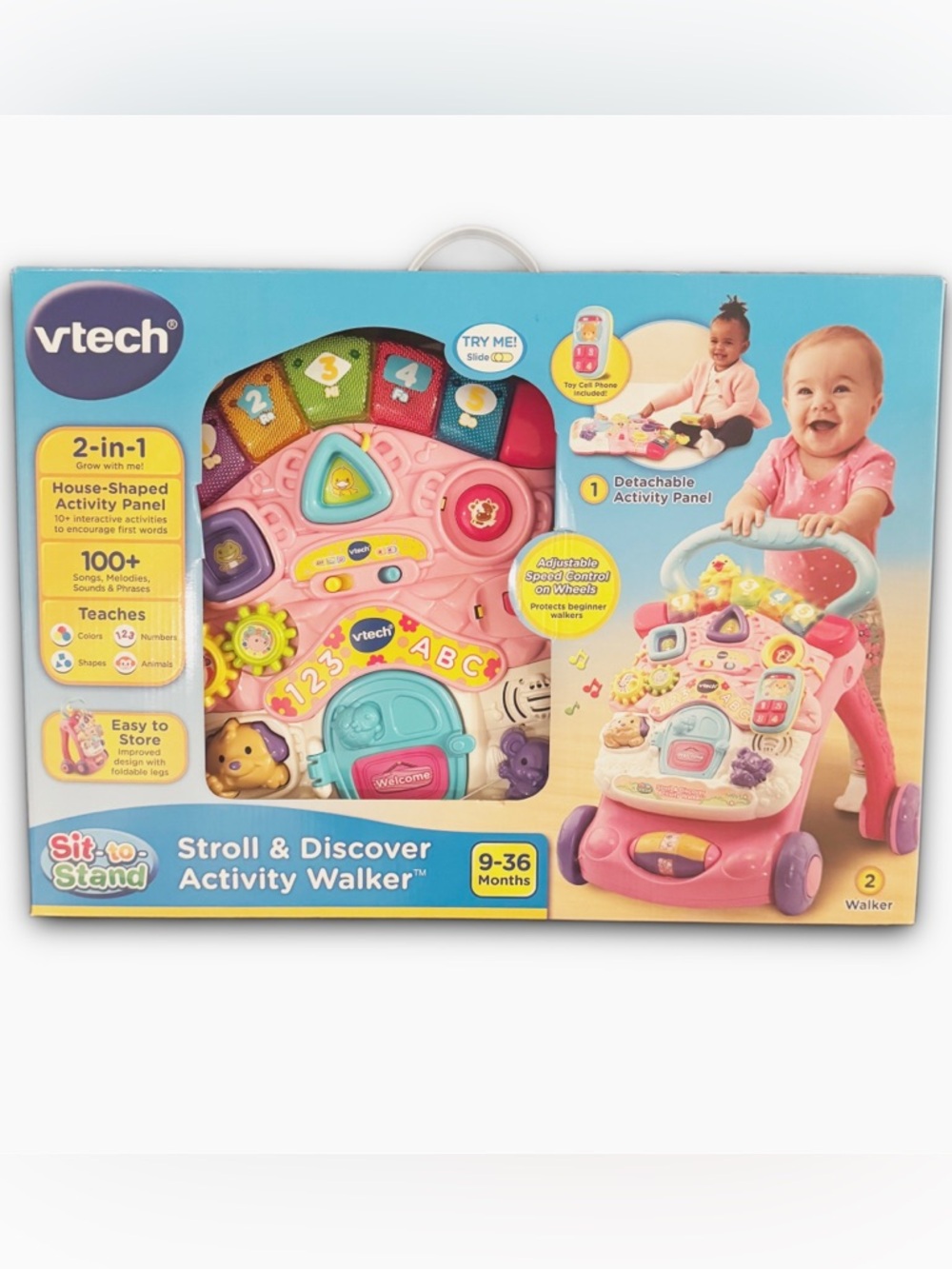V Tech Pink Stroll & Discover Activity Walker - Sit-to-Stand NEW